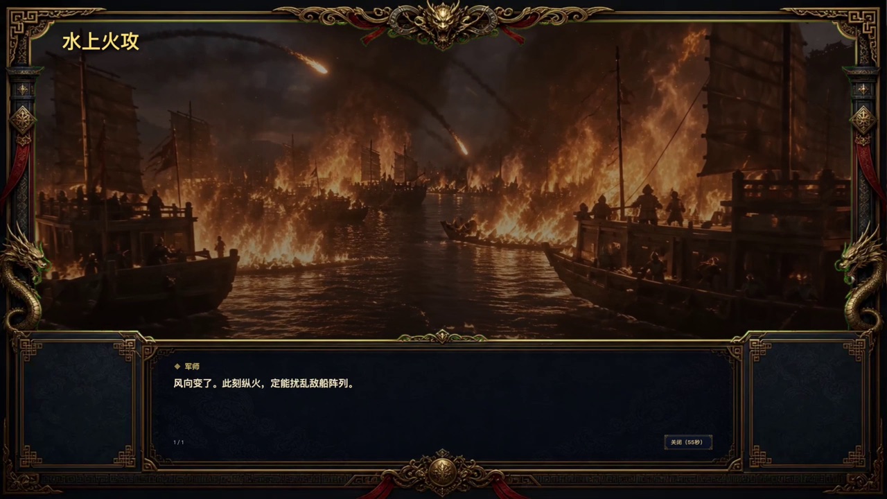 三国志：群雄集结的水上火攻事件界面